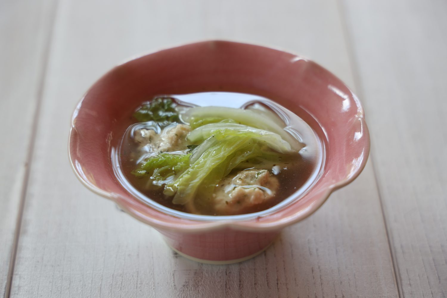 鶏だんごの白菜スープ　大葉レシピ