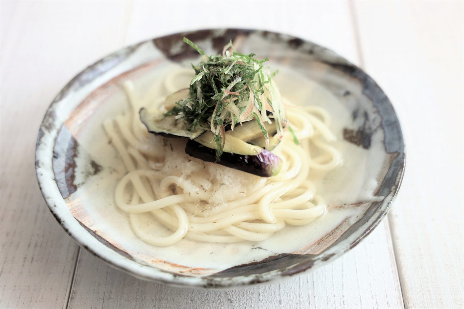 大葉とナスのふっかけうどん　大葉レシピ