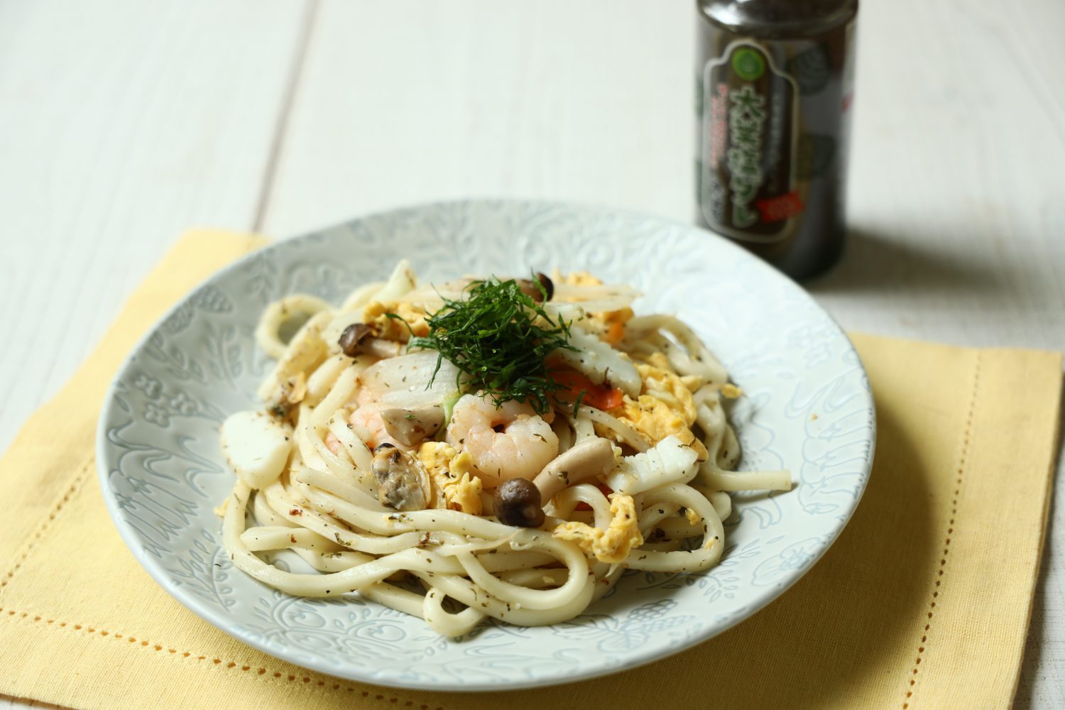 大葉風味の海鮮塩焼きうどん